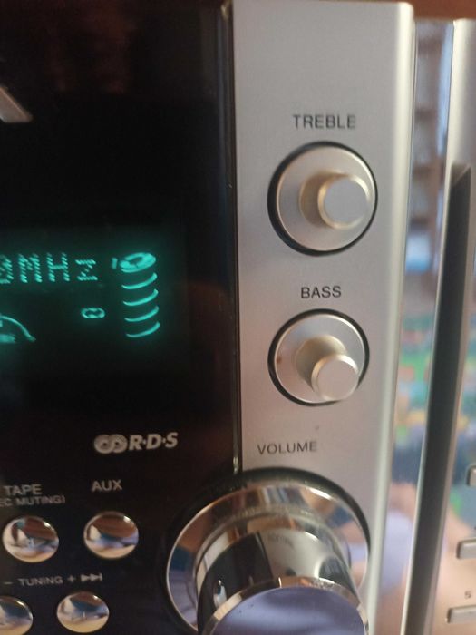 mocna iBASS  2x64W Treble i Bass wieża Aiwa XR MN5 RDS MP3 Bluetooth