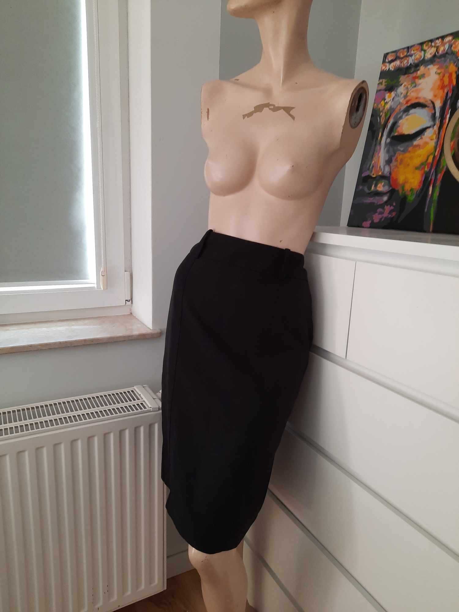 L 40 H&M elegancka spódnica do pracy ołówkowa dopasowana midi czarna