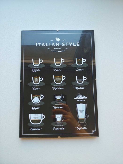 Obrazek plakat kawa do kuchni w antyramie