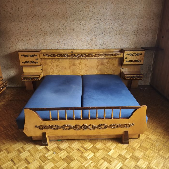 Łóżko podwójne 180x200 stare vintage kalwaryjskie lata 70/80 szafa