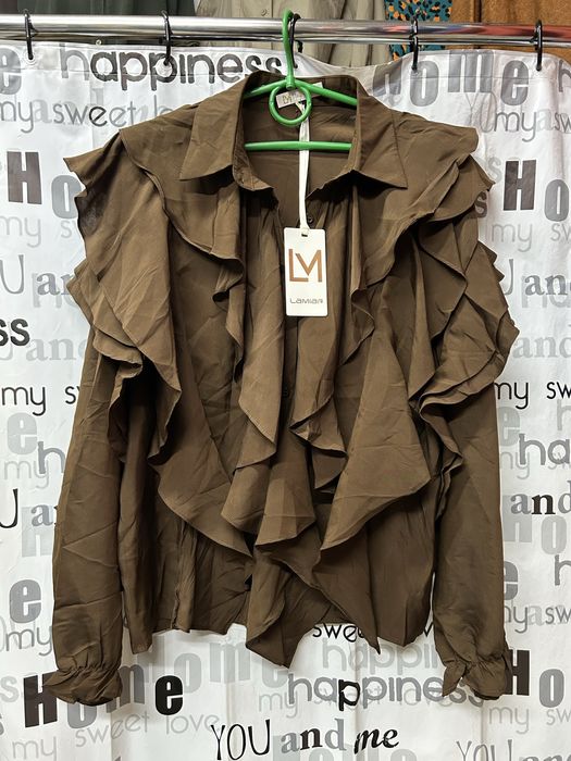 Блуза с воланами натуральная, оверсайз, Италия.