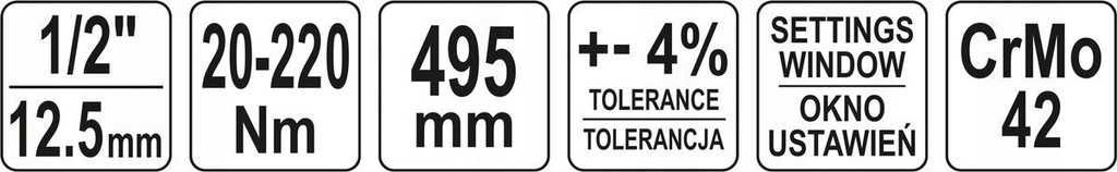 Klucz Dynamometryczny 1/2'' 20-220NM YT-07605
