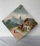 Pintura campestre sobre azulejo