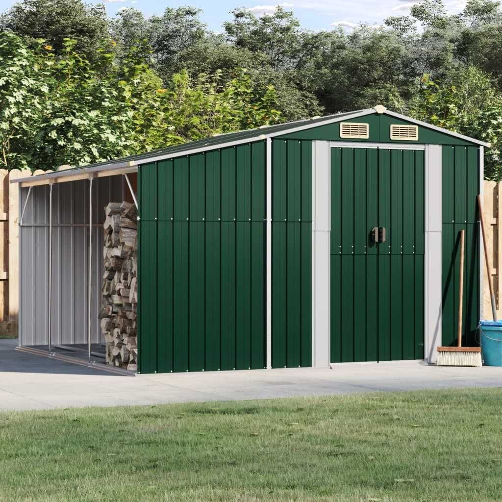 Abrigo de Jardim em Aço Galvanizado 277x279x179 cm Verde