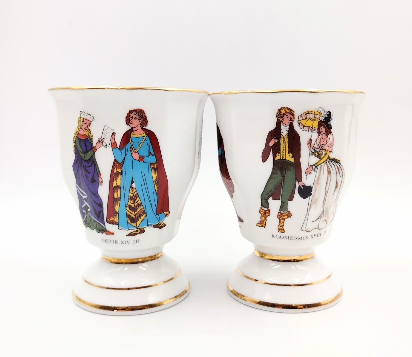 Puchary goblety kufel porcelanowy historyzm stroje epokowe antyk retro