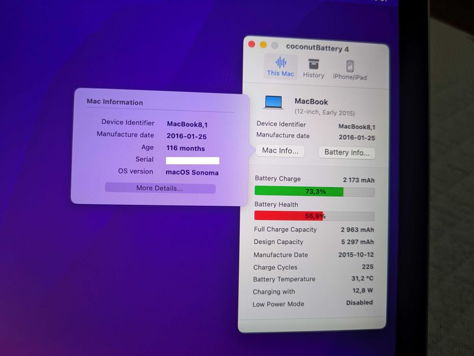 Macbook 12 cinza prata usado