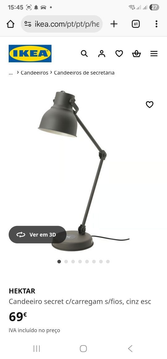 Candeeiro de secretária HEKTAR (Ikea)