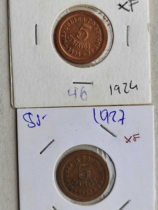 Lote de 11 moedas da República Portuguesa - escudos