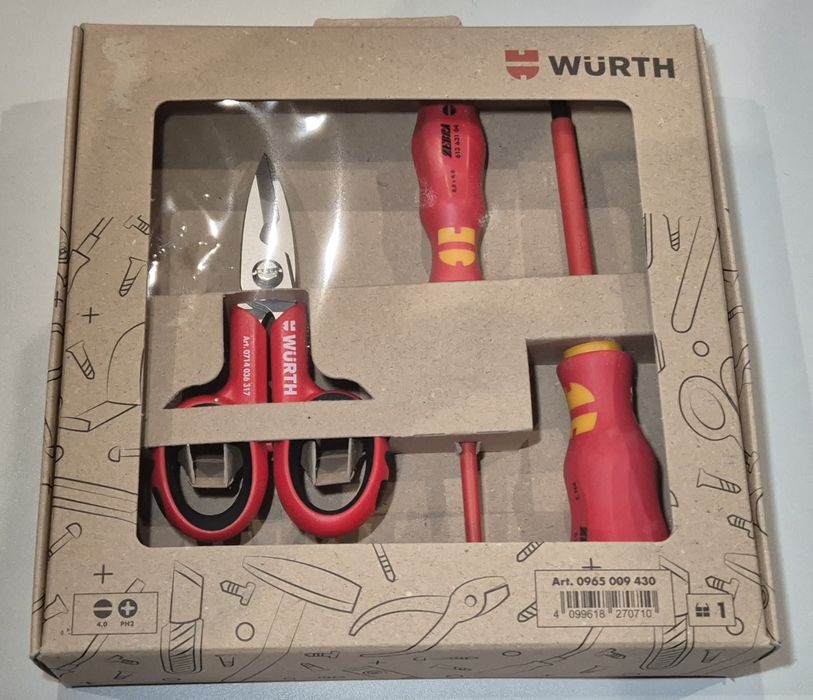 Wurth Zebra nożyczki do przewodów elektrycznych wkrętaki VDE śrubokręt
