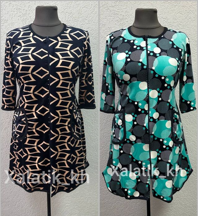 Велюрові плюшеві жіночі халати по коліно