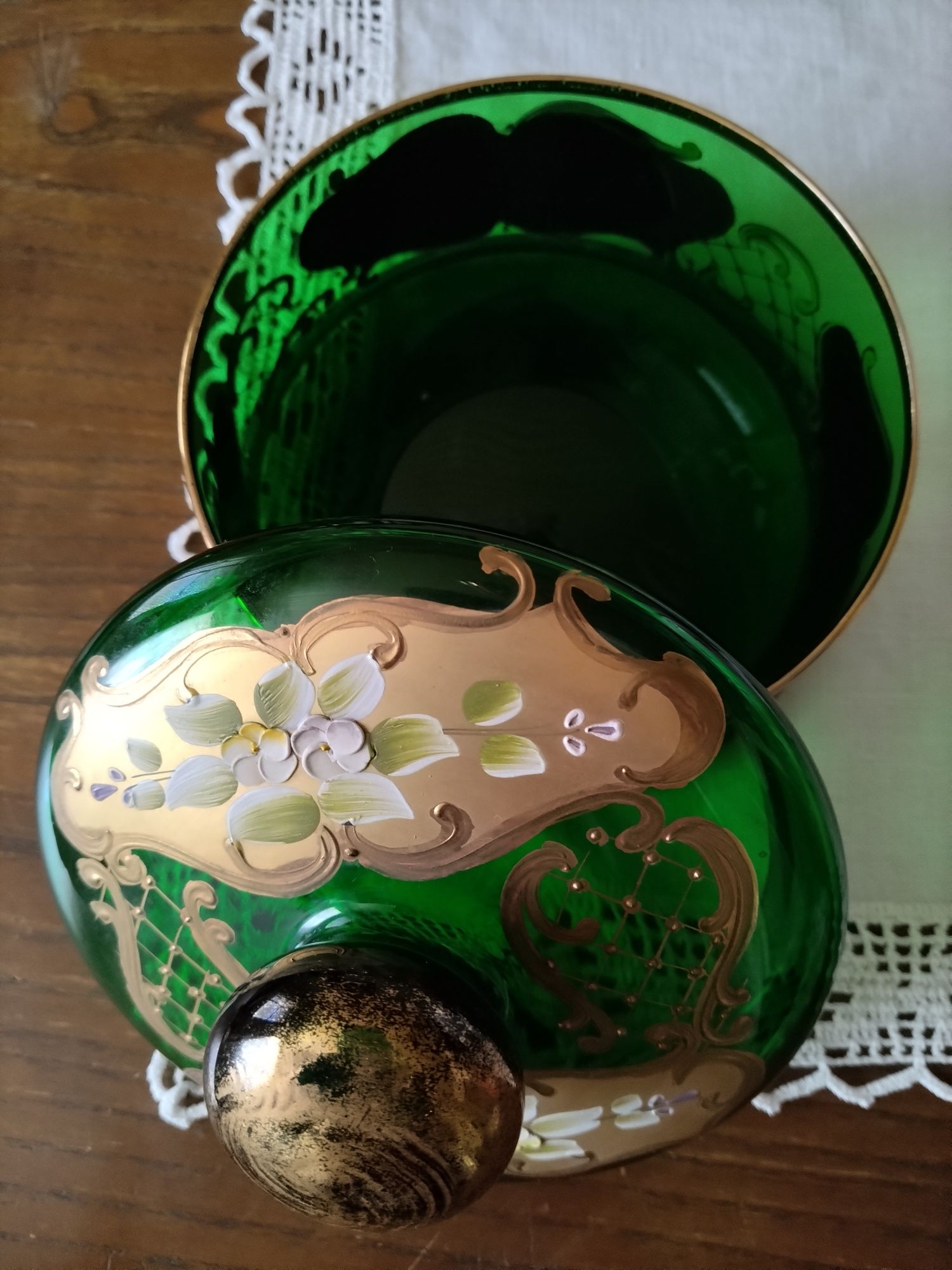 Linda peça murano, cor verde com dourado