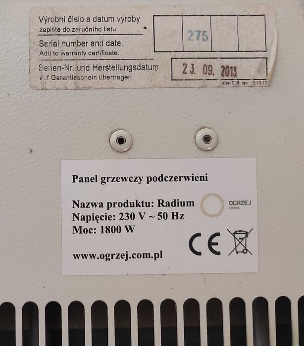 Panel grzewczy na podczerwień, grzejnik