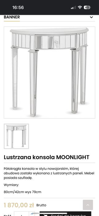 konspola lustrzana polokragła glamour nowoczesna polecam