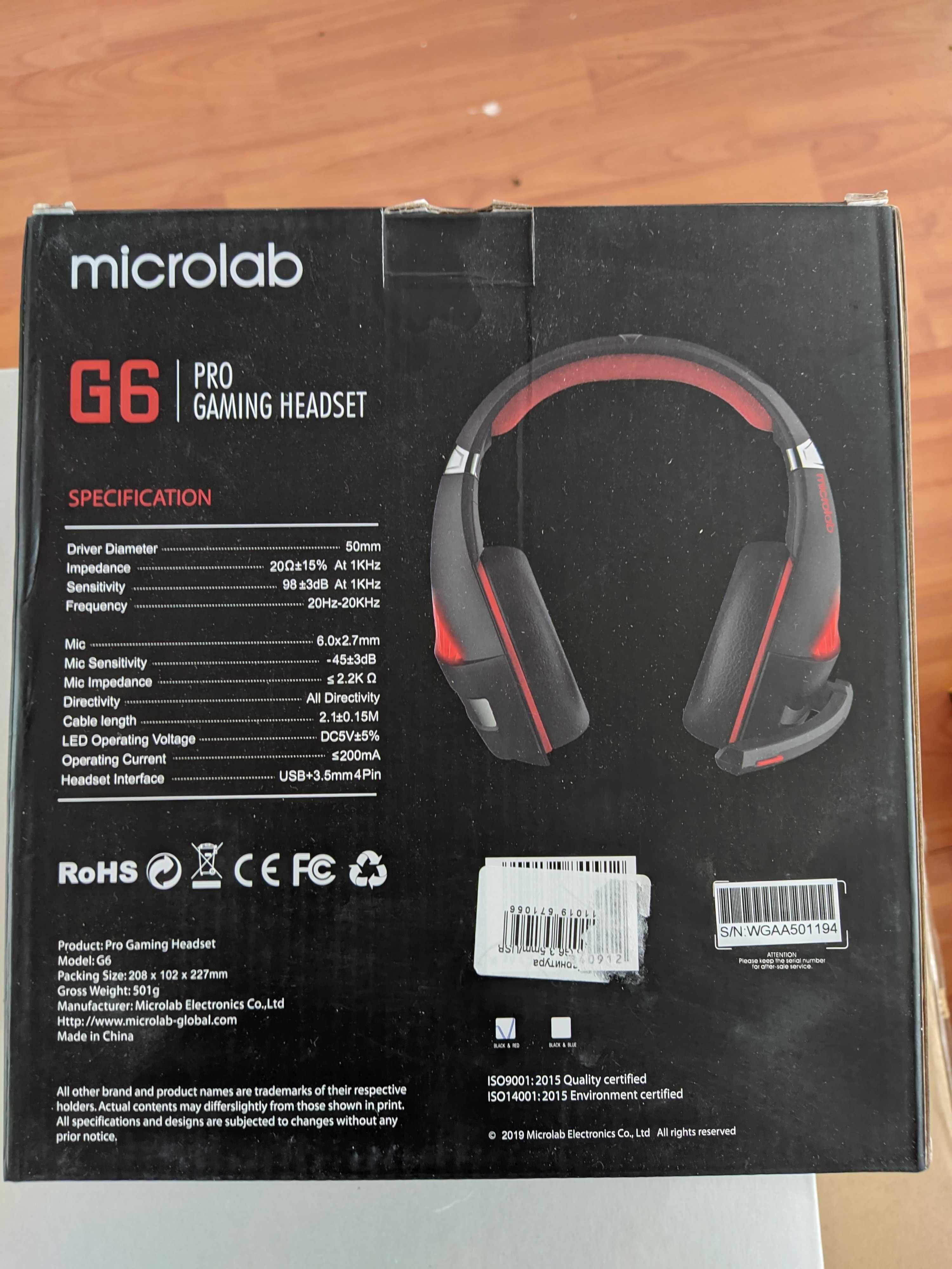 Игровая гарнитура MICROLAB G6 3.5mm, USB