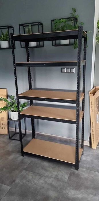 NOWY Regał Metalowy Magazynowy Loft Czarny Warsztatowy Garażowy 180 cm
