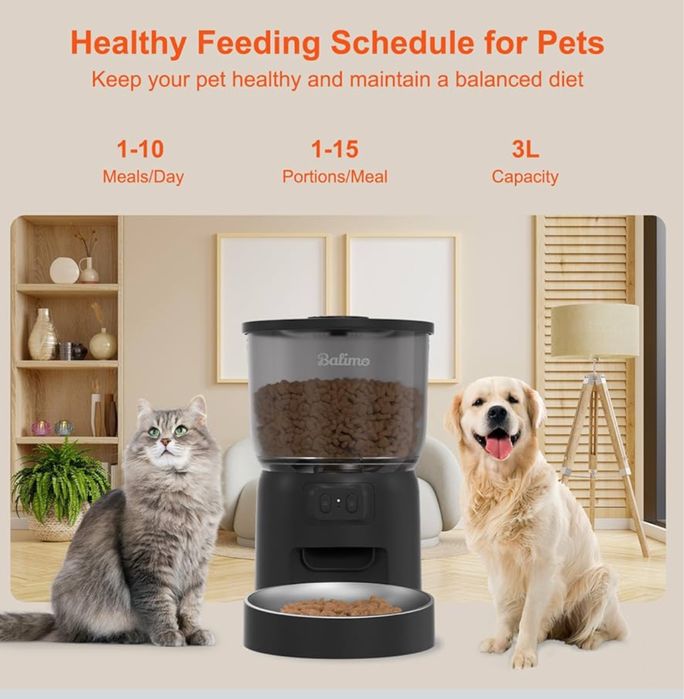 Balimo Automatic Pet Feeder 2.4G WiFi 3L - New