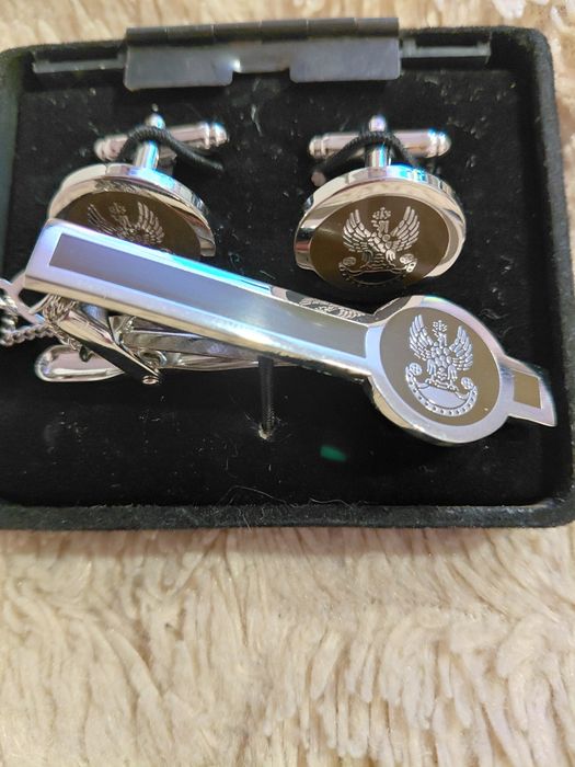 Komplet spinek do mankietów i krawata Wojsk Lądowych MON