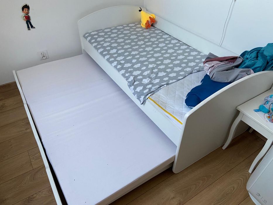 Łóżko dziecięce podwójne z pojemnikiem i materacem 80x160