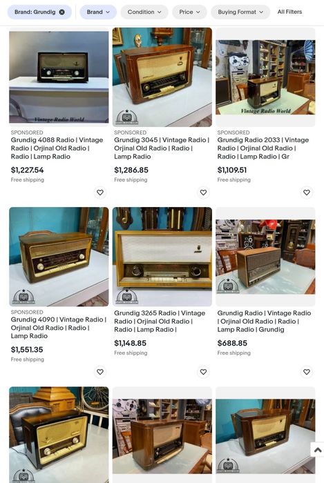 Винтажный ламповый радиоприёмник GRUNDIG с эквалайзером.