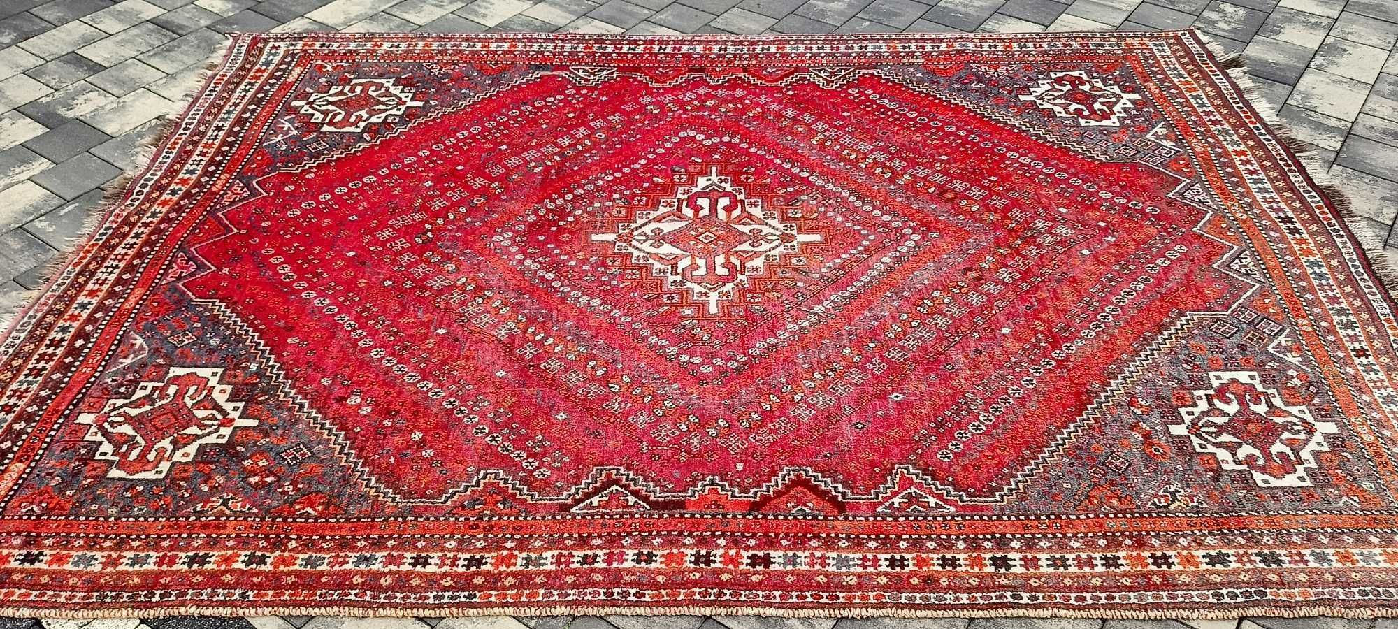 Shiraz dywan wełniany perski Iran tkany ręcznie 313 x 215 cm wełna