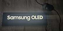 Logo led Samsung Oled na TV home, neon, ozdoba, dekoracja glamour