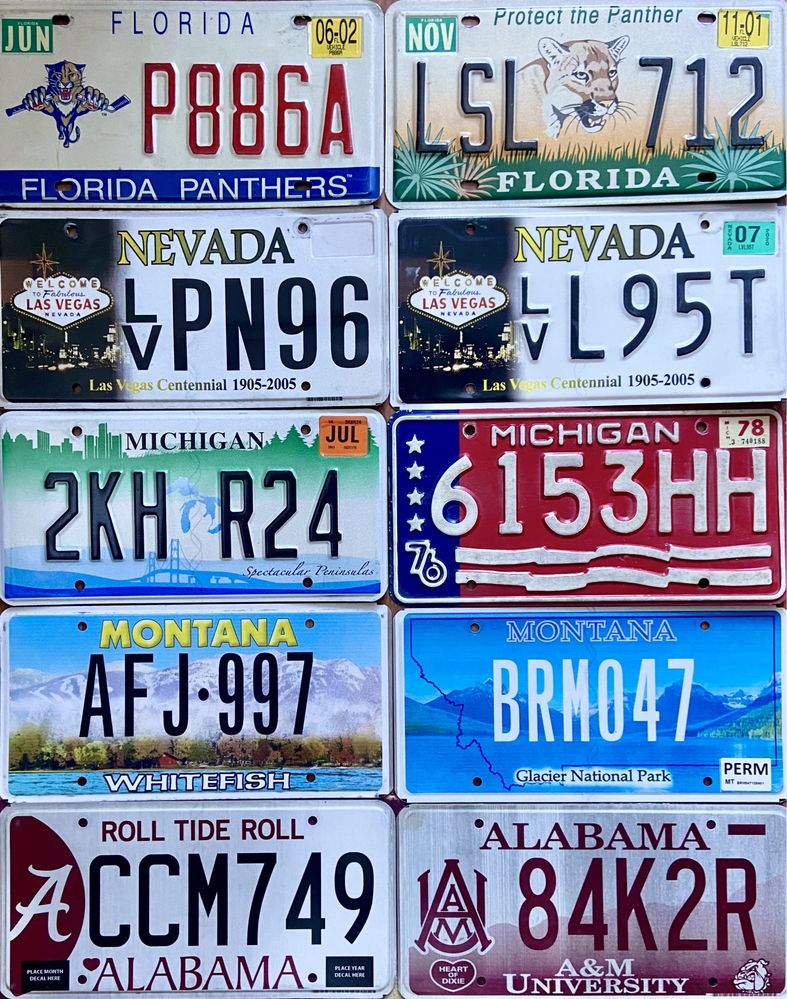 Номерные знаки США авто номера USA
