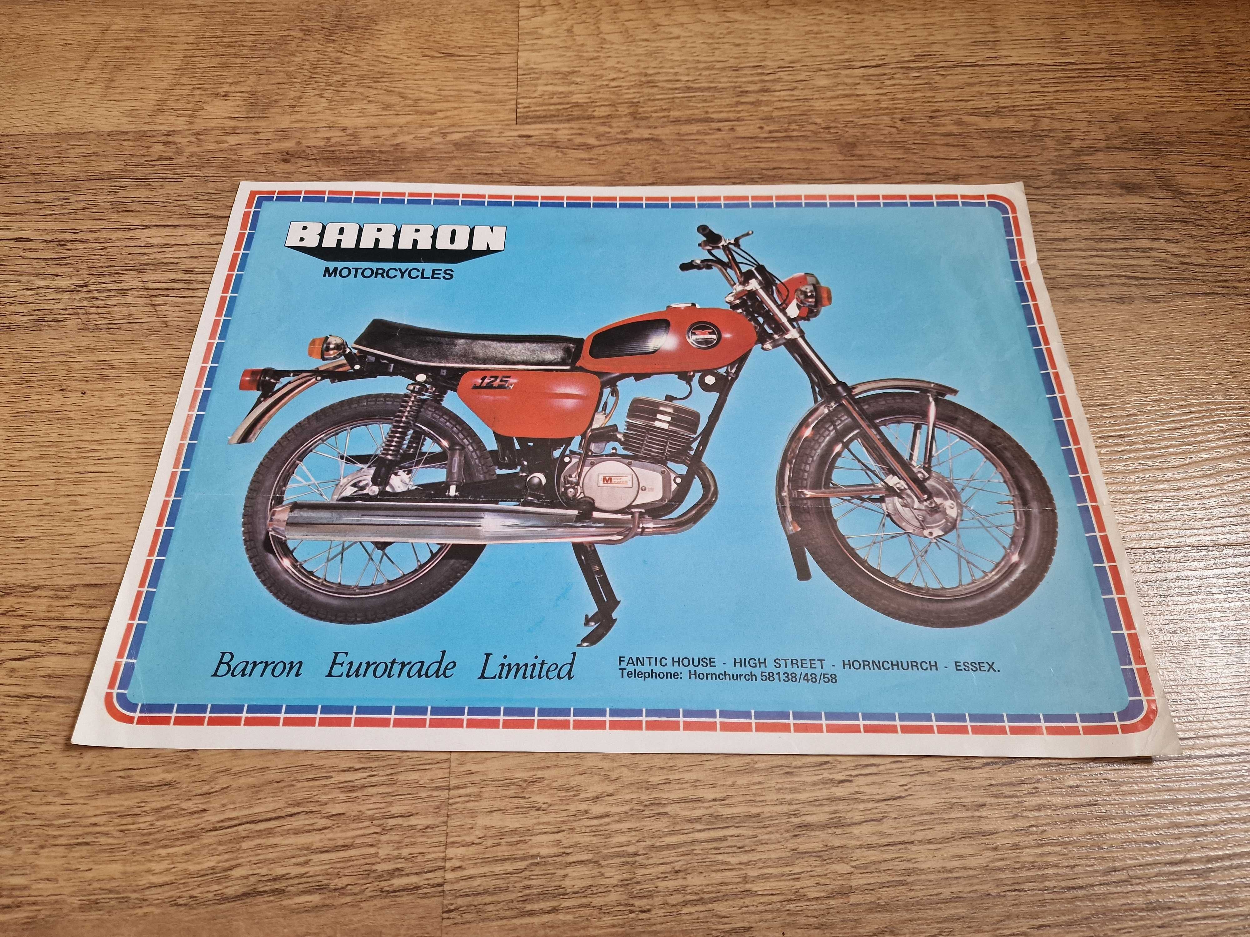 Broszura reklamowa motocykla Barron 125 w języku angielskim. Unikat!