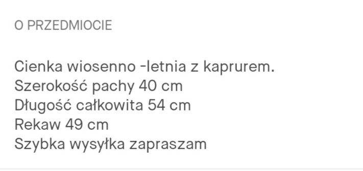 Kurtka 140 wiosenno letnia