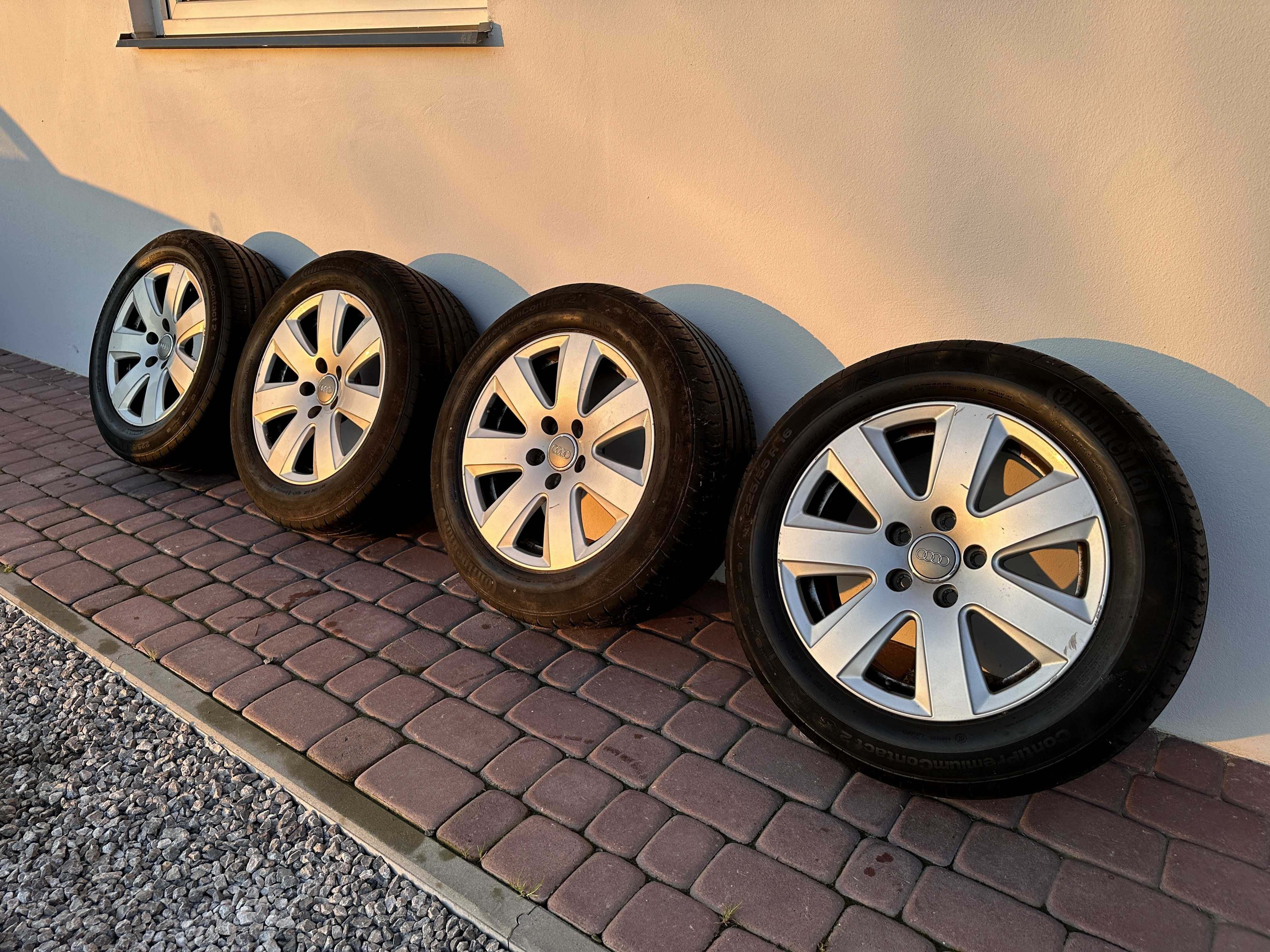 ALUFELGI FELGI AUDI 5x112 R16 + Opony LETNIE Continental 225/55 ŁADNE