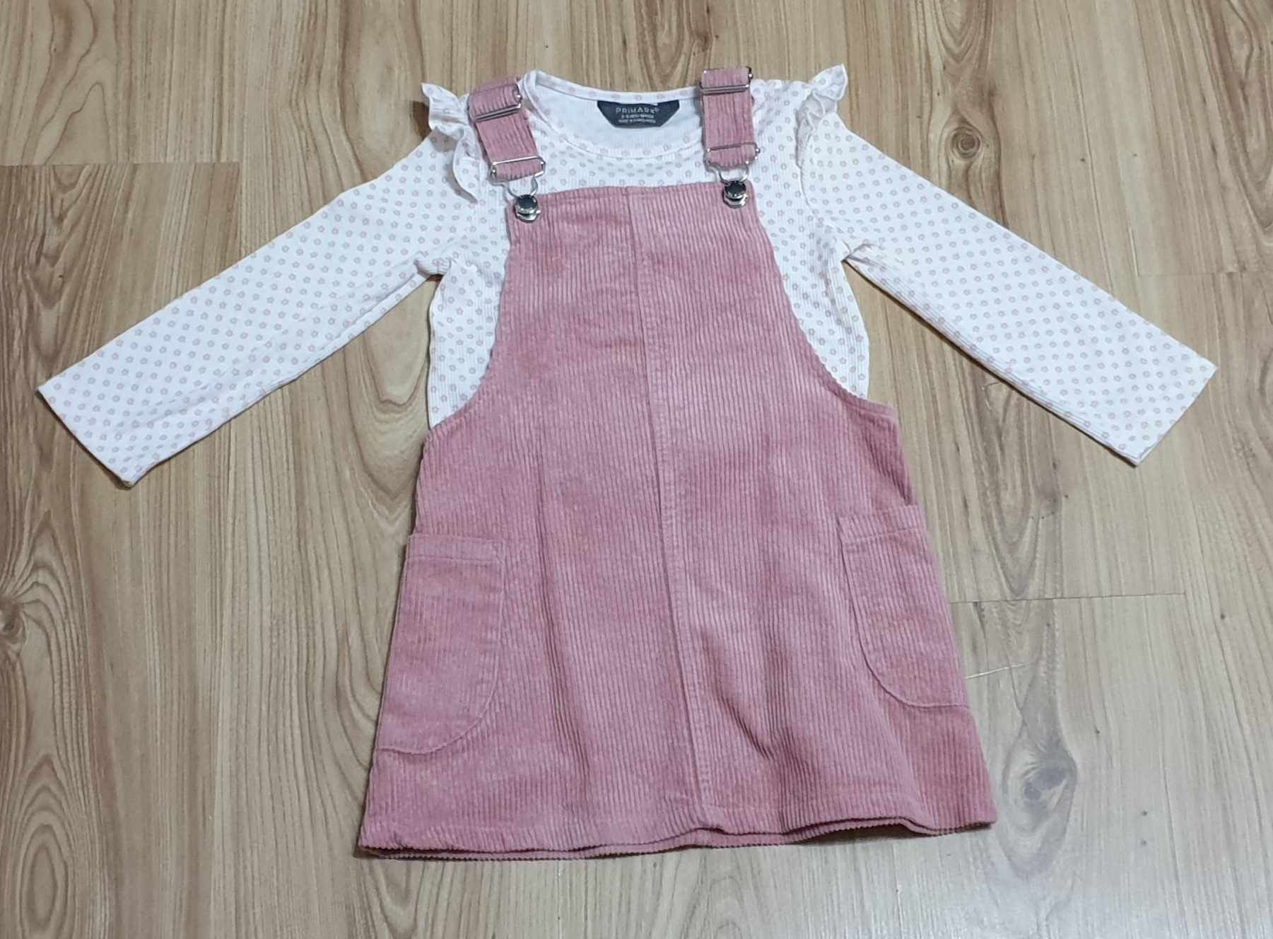 Komplet dla dziewczynki sukienka na szelkch+bluzka roz. 104 Primark