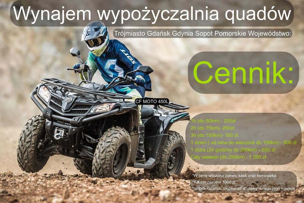 Wynajem wypożyczalnia quadów Trójmiasto Gdańsk Gdynia Sopot Pomorskie