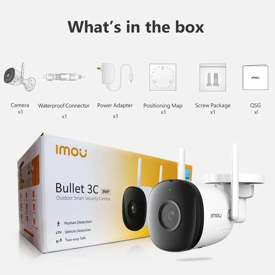 IP-камера 5Мп IMOU Bullet 3C 5MP 2,8мм з Wi-Fi, LAN, захист IP67,