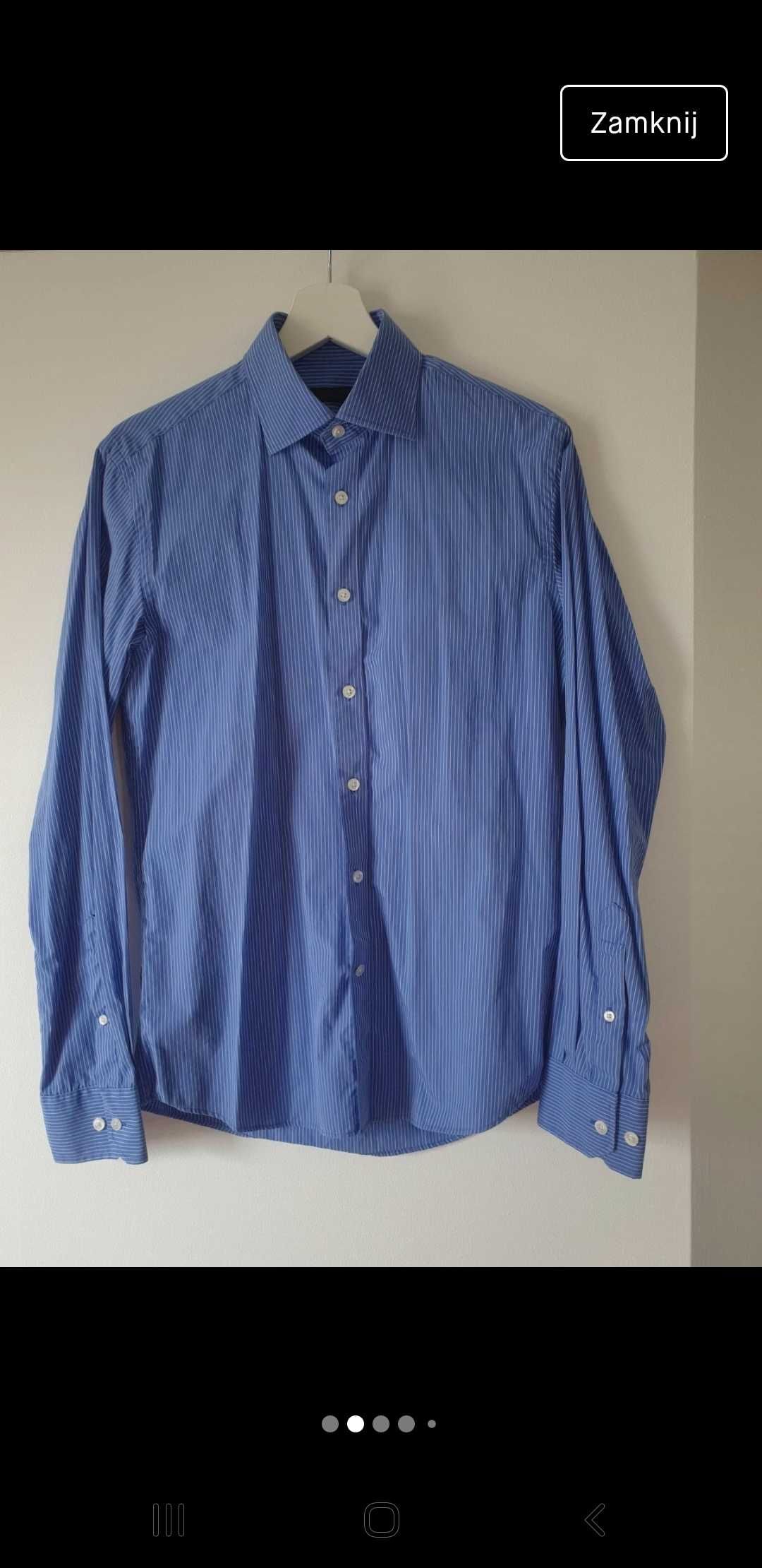 Męska koszula S Jack&Jones niebieska paski wesele święta sylwester