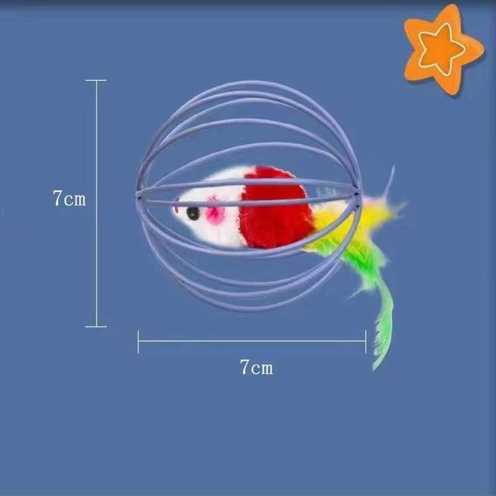 Іграшка з мишкою в металевій клітці для котів