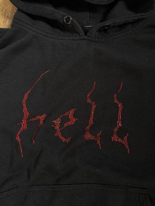 Bluza admor czarna Hell z cekinami czerwonymi hoodie oversize y2k