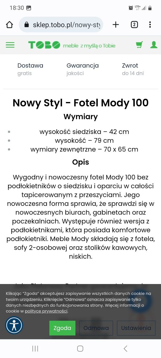 NOWE fotele mody 100 kolor szary