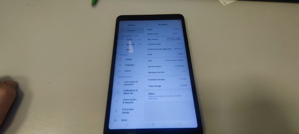 Xiaomi mi pad 4 32/3gb ram 8 cali