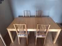 Rozkładany stół 175 x 95 z czterema krzesłami
