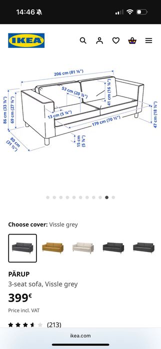 IKEA PARUP Sofa 3 Lugares