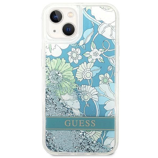 Etui Guess Flower Liquid Glitter na iPhone 14 - zielone