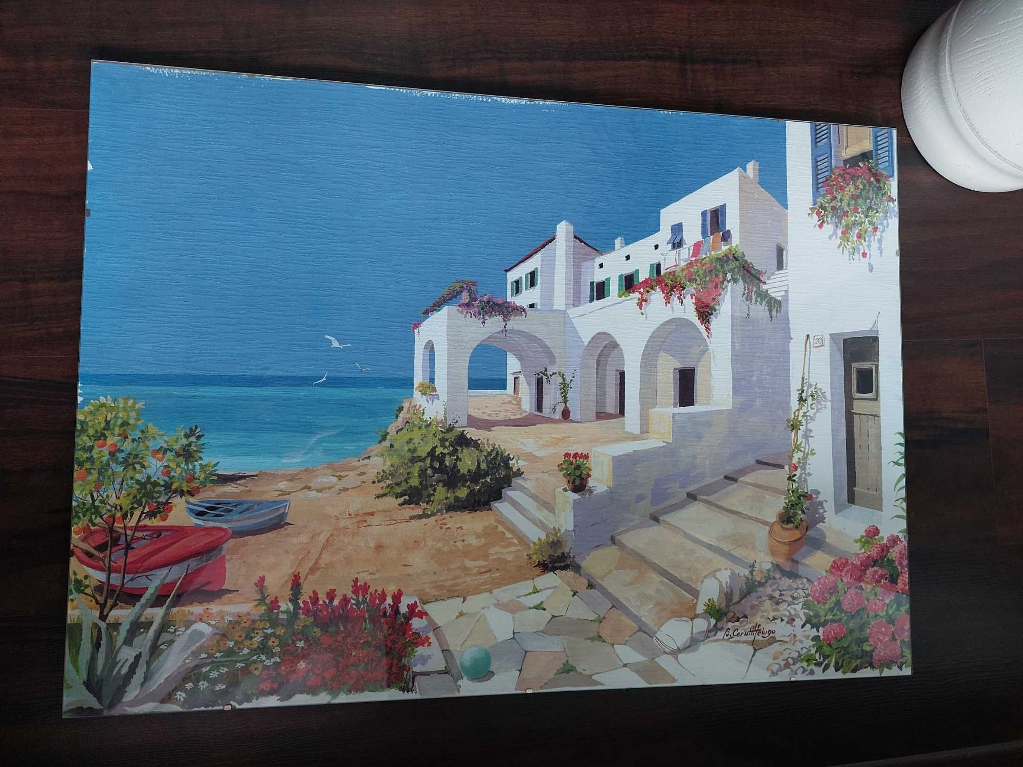 Plakat w antyramie 70 x 50 cm Grecja Santorini  morze