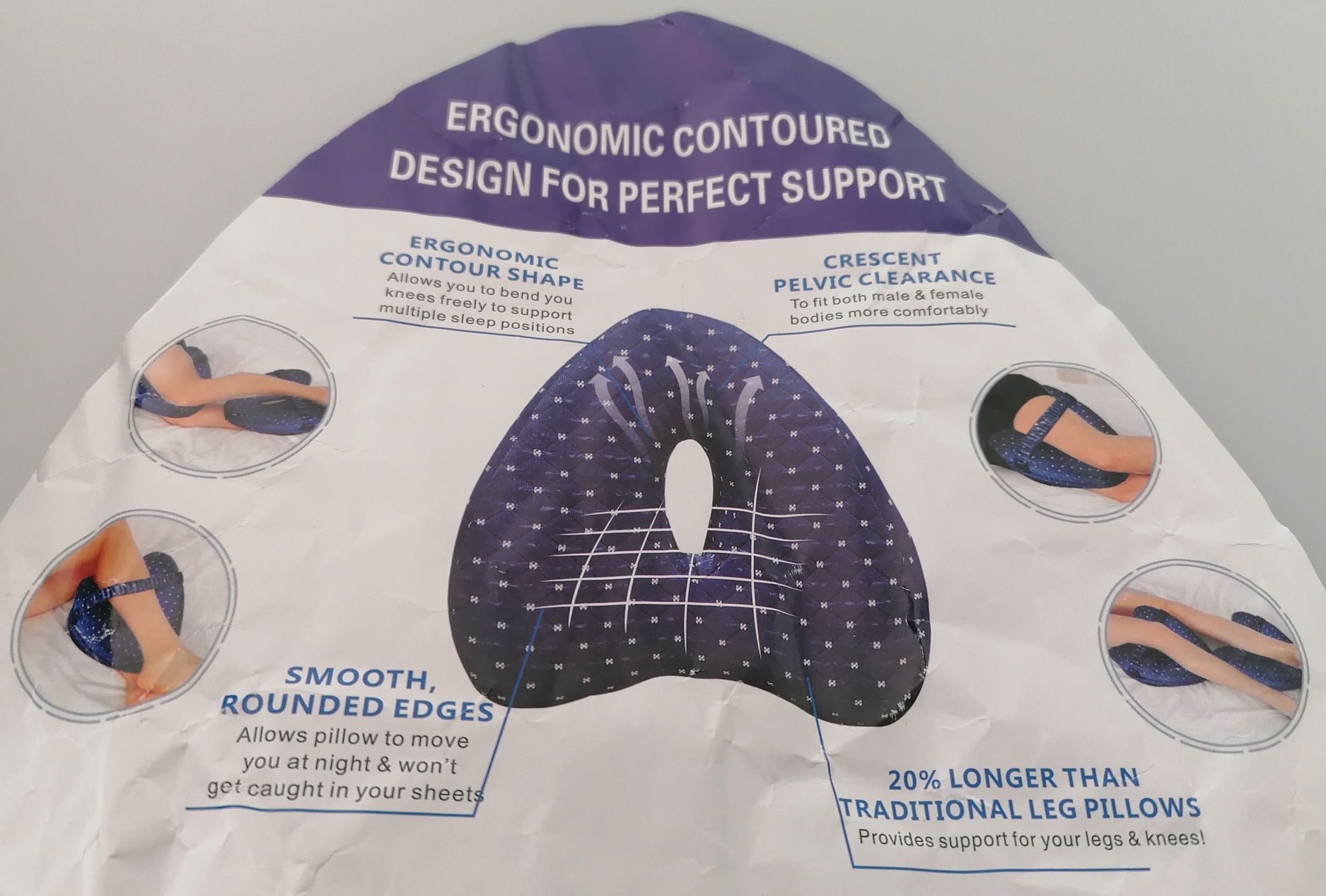 Almofada ergonómica de joelhos, nova, capa com fecho, lavável