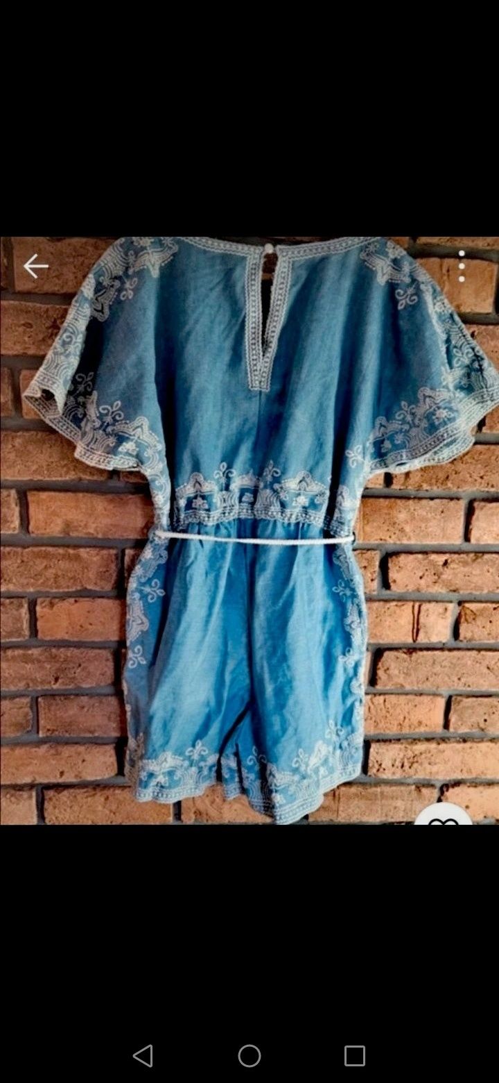 Kombinezon jeansowy haftowany SM