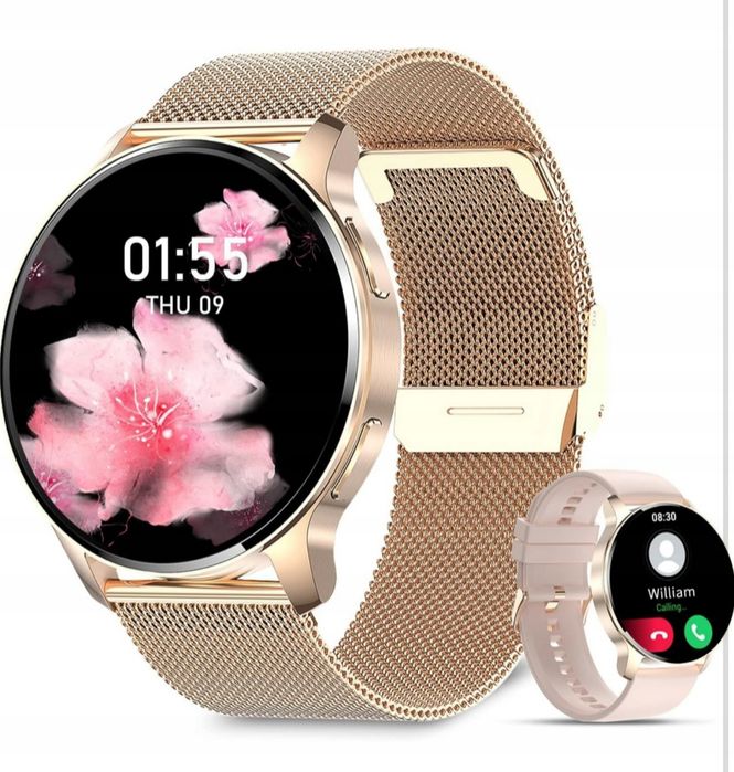 Smartwatch damski fitness 1,32” rozmowy Bluetooth puls kroki sen sport