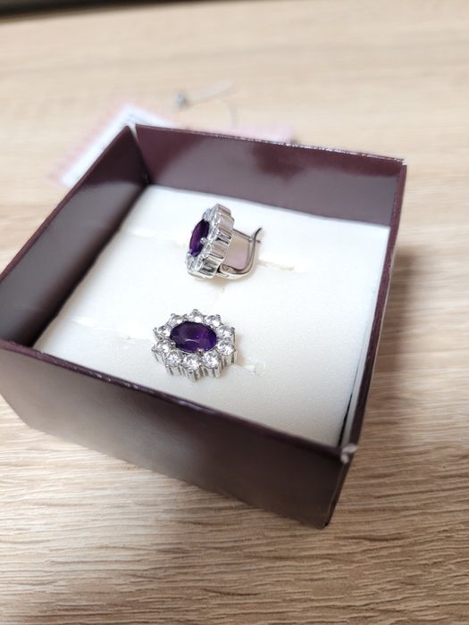 Сережки срібні з аметистом