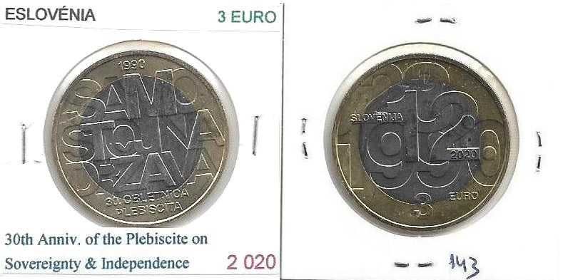 Eslovénia - - - 3 Euros - 2020 -  - Plesbicito de Soberania -  - Moeda