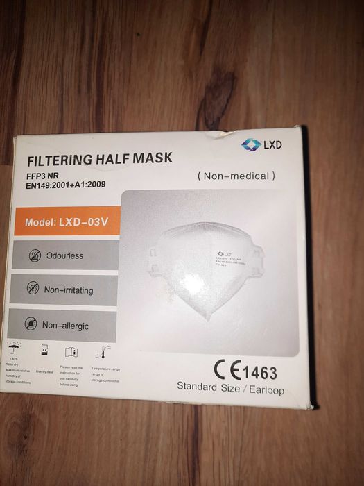 Półmaski kubełkowe FFP3 LXD-03V NR z zaworem Półma 6 szt