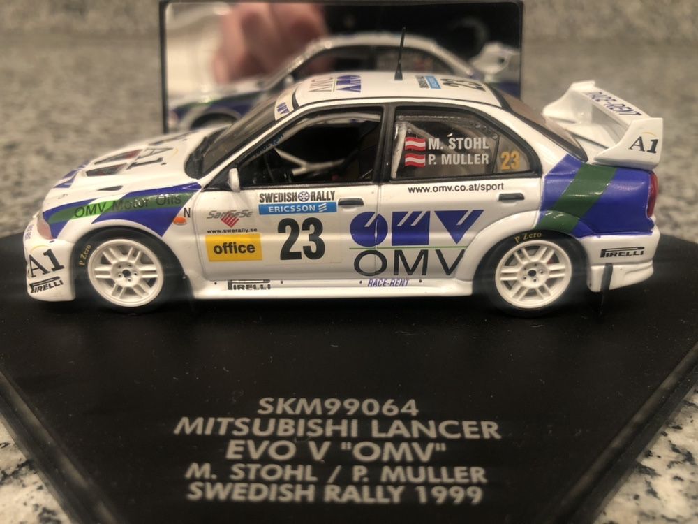 Mitsubishi Lancer EVO V "OMV" SWEDISH RALLY 1999 -Skala 1:43