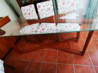 Mesa sala única  madeira e vidro 180x80cm