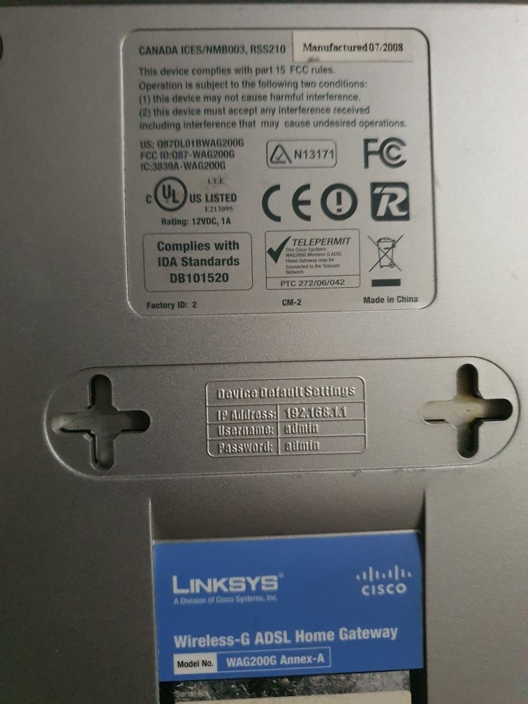 Linksys CISCO wireless-G ADSL